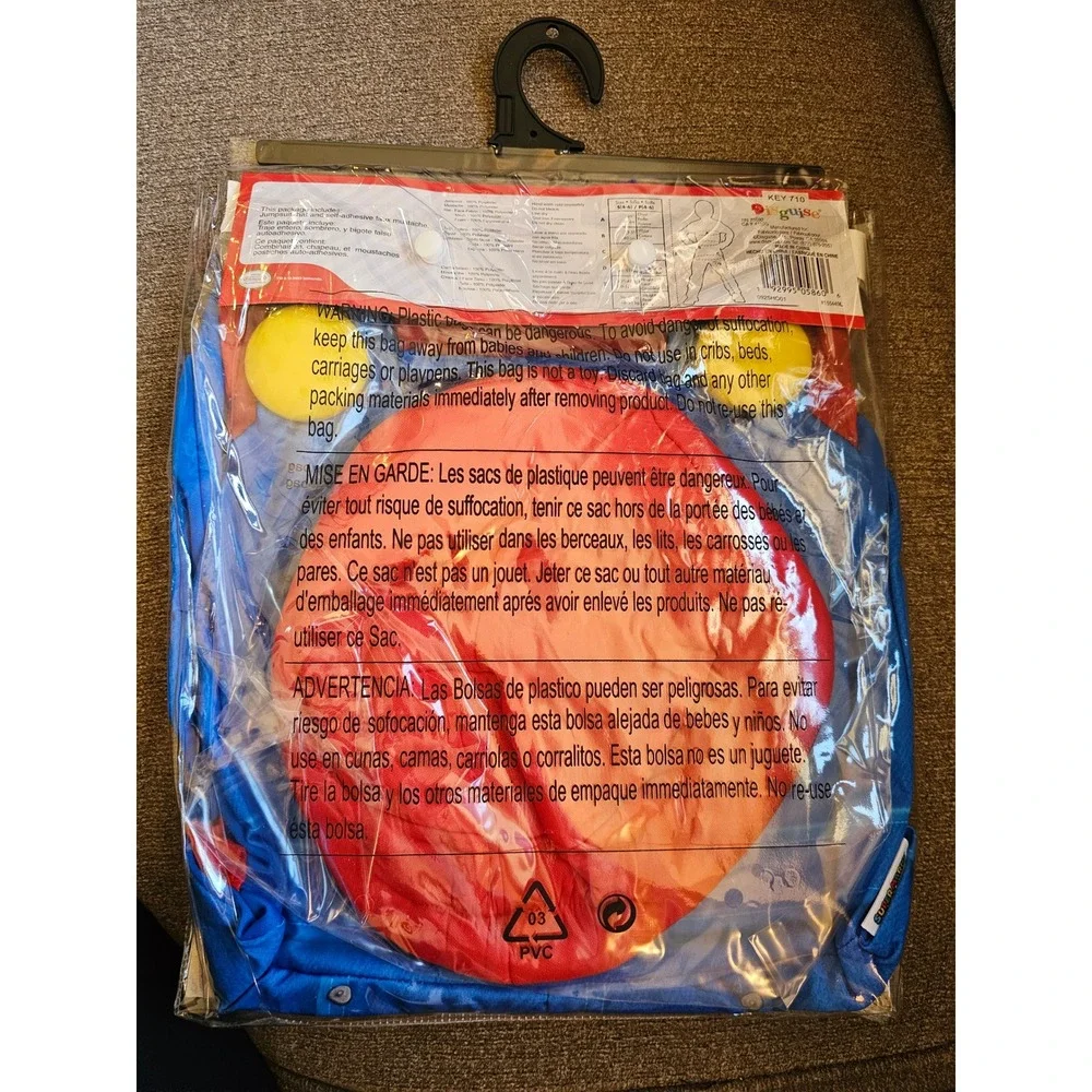 Kids Super Mario Brothers Jumpsuit‎ Costume Hat S 4-6 Mustache Disguise Dress Up